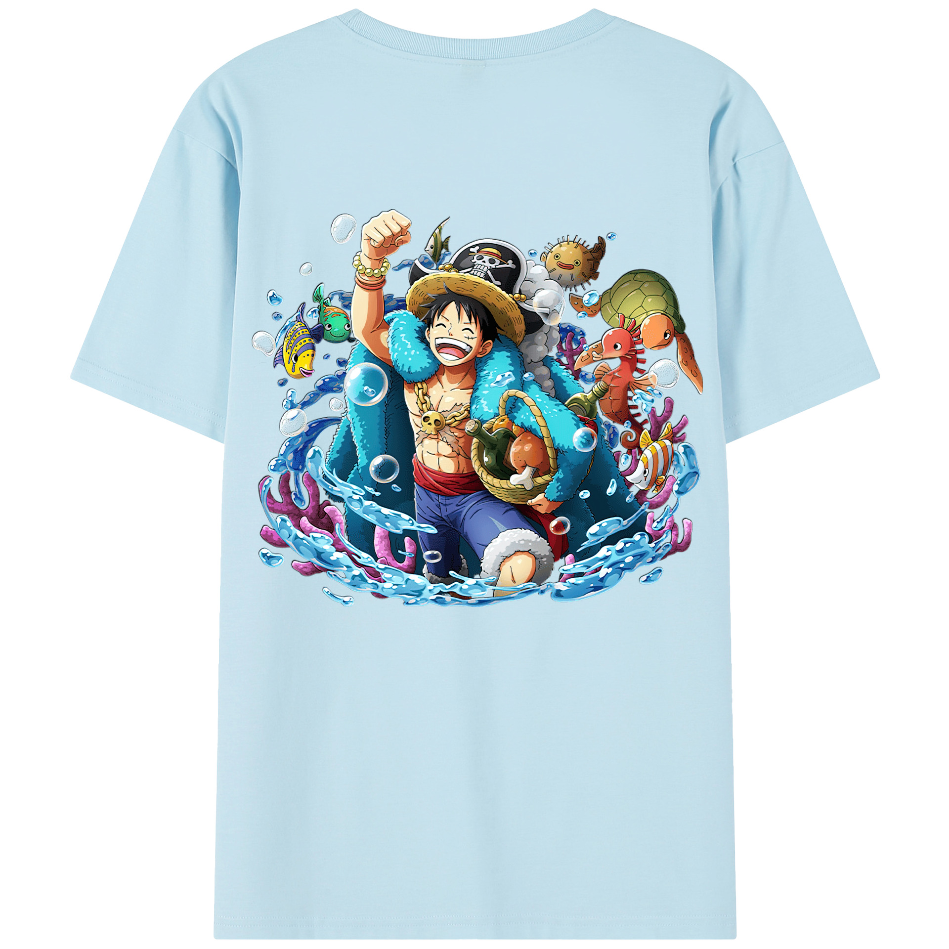 ワンピース モンキー・D・ルフィ ONE PIECE Monkey D. Luffy 綿100％半袖Tシャツ（背面プリント）